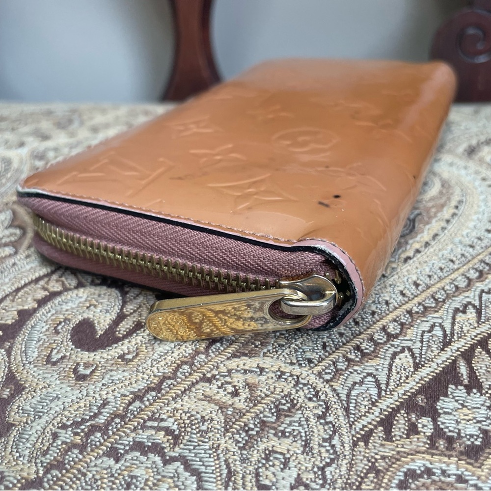 Louis Vuitton Caramel Light Brown Vernis Zip Around Long Wallet Zippy Authentic - Picture 6 of 15
